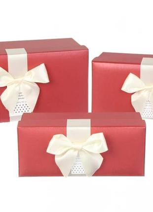 Подарочные коробочки красные с бантом, разм.l: 30*14.5*13.5 см...