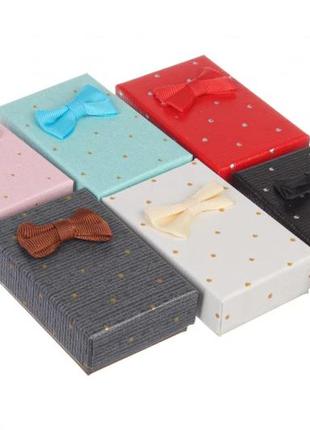 Коробочки для бижутерии 8*5 см цветные с бантом (упаковка 24 шт)