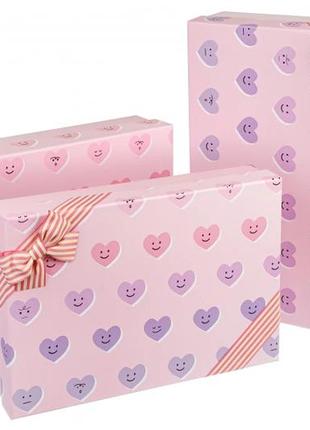 Подарочные коробки розовые с сердечками, разм.l: 46*32*11.5 cм...