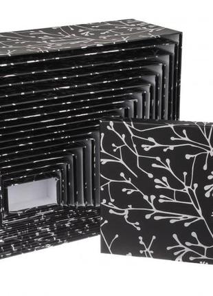 Подарочные коробки черные с серебристыми веточками, разм.l: 43...