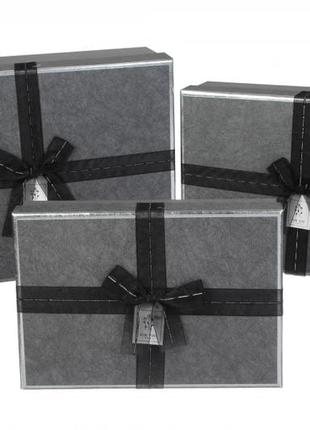 Подарочные коробки черные с бантом, разм.l:33.5*25*11.5 см (ко...