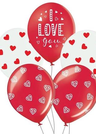Набор воздушных шаров "i love you, сердца" 5 штук