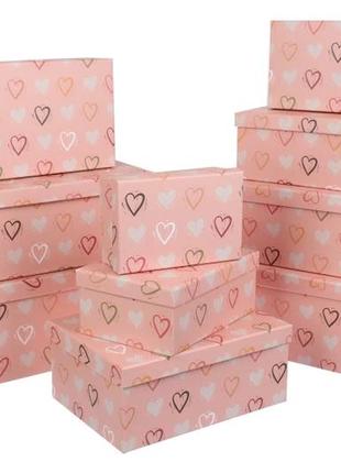 Набор подарочных коробок с сердцами 37,5х29х16 см (комплект 10...
