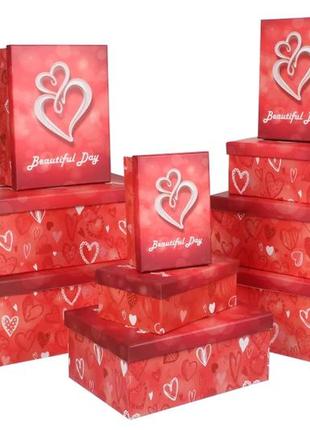 Набор подарочных коробок с сердцами 37,5х29х16 см (комплект 10...