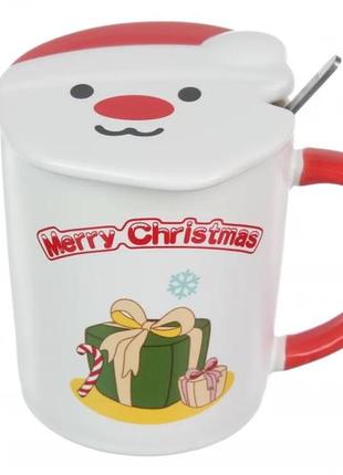 Чашка керамическая новогодняя снеговик "новогодий подарок" 350мл
