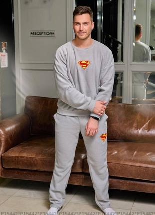 Теплая пижама на флисе с начесом супермен, утепленная мужская ...
