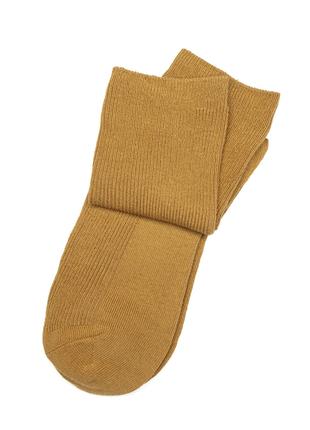 Горчичные высокие носки в рубчик, размер 36-41