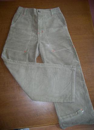 Бежевые вельветовые котоновые штаны-карго одягайко 122 рост