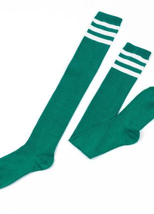 Гольфы длинные зеленые с полосками 1010 очень высокие носки за...