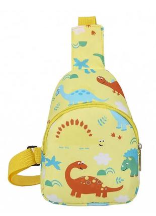 Дитячий жовтий рюкзак сумка на плече з динозаврами