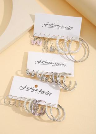 Женские серьги-кольца earrings new style, набор серьг для женщ...