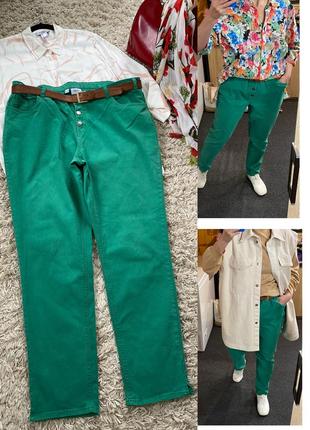 Базовые зеленые  коттоновые штаны/джинсы ,bonprix,p.18-20