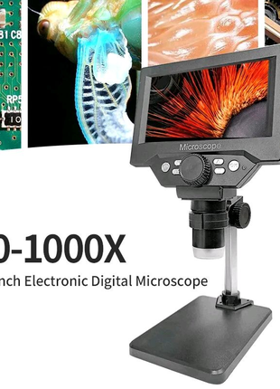 Автономный электрический микроскоп 10Мп 1-1000Х, экран 5,5 дюймов