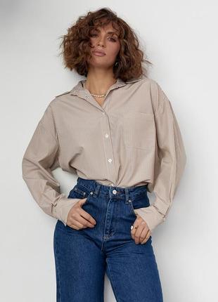 Удлиненная женская рубашка в полоску