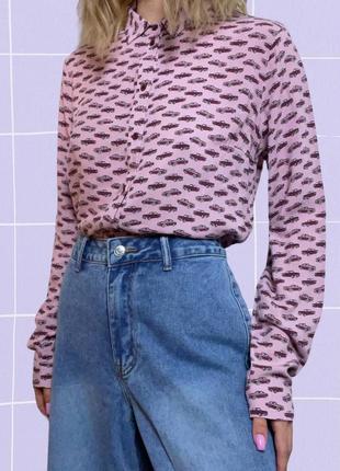 Розовая рубашка из вискозы в стиле 2000-х