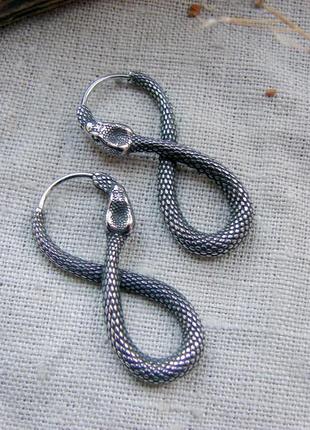 Стильные висячие серьги змеи сережки в виде змей украшение со ...