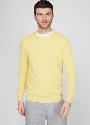 Яркий брендовый джемпер gant cotton pique yellow jumper