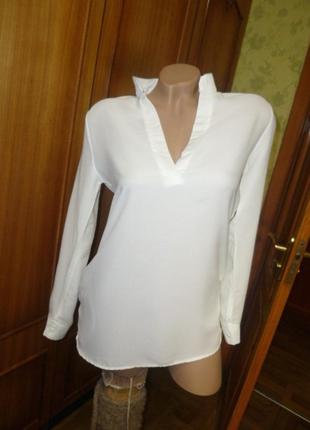 Белая белоснежная туника - блузка - кофточка с карманами длинн...