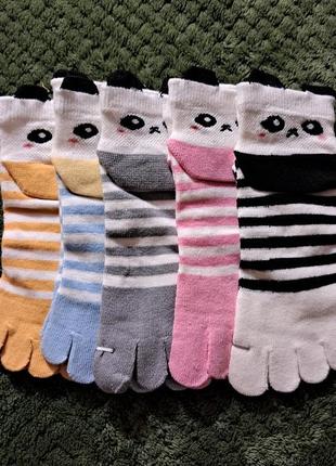 Детские носки с отдельными пальчиками "панда"