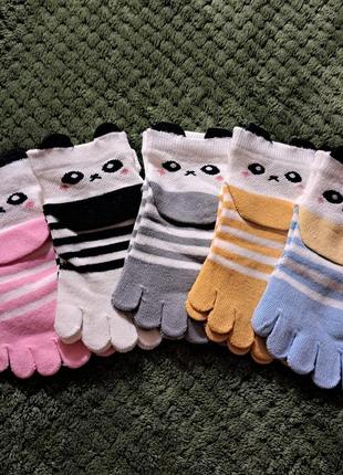 Дитячі шкарпетки "панда" з окремими пальцями