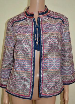 Пиджак кардиган в этно стиле с вышивкой и кисточками