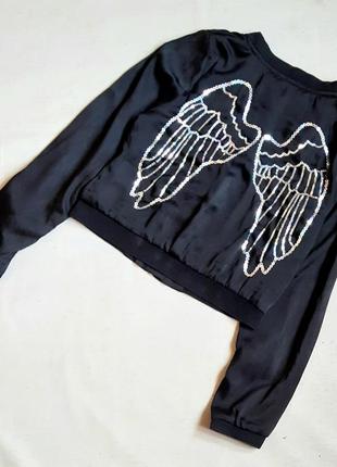Бомбер h&m швеция куртка ветровка черный ангел на 8-9 лет