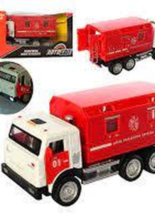 Іграшка-сашинка вантажівка Камаз із кунгом Автосвіт Пожежний