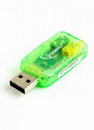 Адаптер Gembird SC-USB-01, USB2.0 to Audio, зеленого цвета, бл...