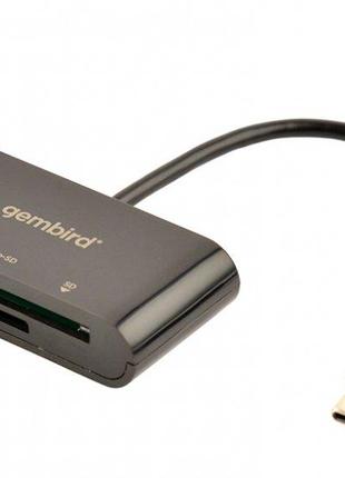 Кардридер Type-C Gembird UHB-CR3-02, выход - USB 2.0, SD+Micro...