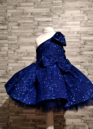 Синя блискуча  дитяча сукня  на день народження подарунок випускн