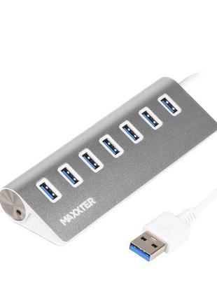 Хаб USB 3.0 Type-A HU3A-7P-01 на 7 портов, металл, серебристый
