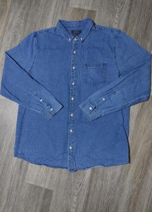 Мужская плотная джинсовая рубашка / primark / синяя рубашка / ...
