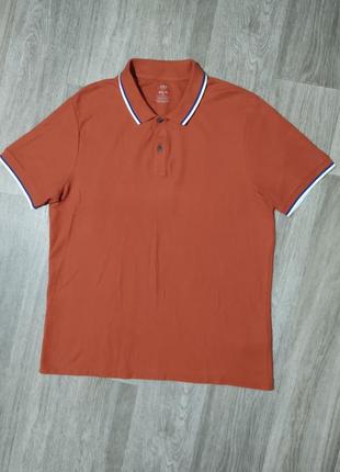 Мужская футболка / m&s / поло / коттоновая оранжевая футболка ...