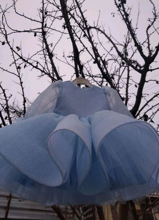 Блакитна  блискуча  сукня для дівчинки від 1 рочка