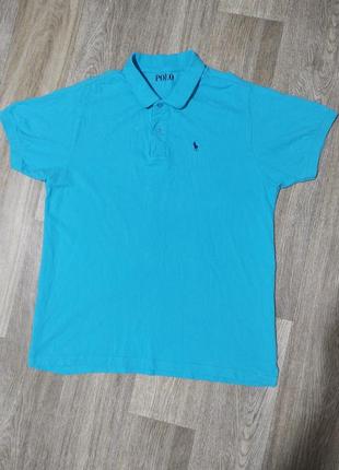 Мужская футболка / поло / polo ralph lauren / синяя футболка /...