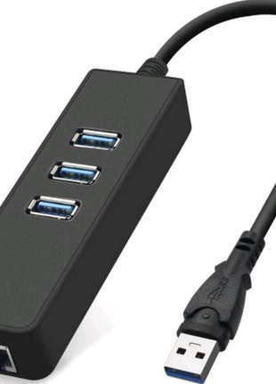 Адаптер Dynamode USB 3.0 — RJ45 Gigabit Lan з 3-портовим хабом US