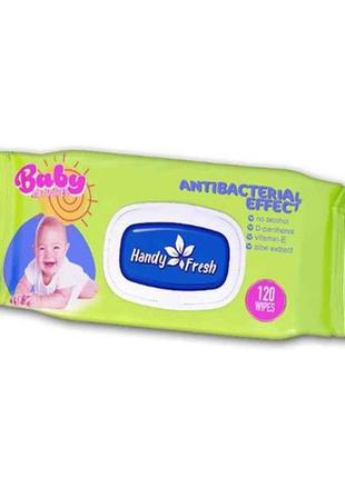 Вологі серветки для дітей 120 клапан baby antibac (зелена) тм ...