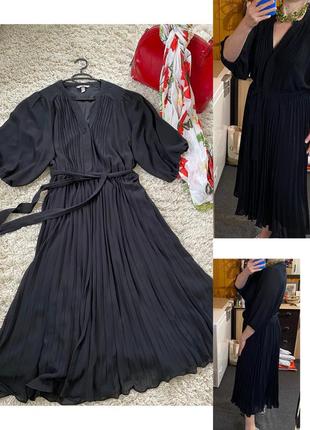 Шикарное черное шифоновое платье с юбкой плиссировкой,h&m,p.xl...