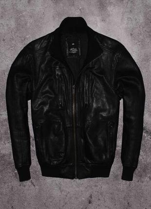 We premium leather jacket (мужская черная кожаная куртка бомбер )