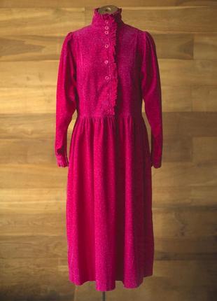 Вікторіанська вельветова вінтажна сукня кольору фуксії міді жі...