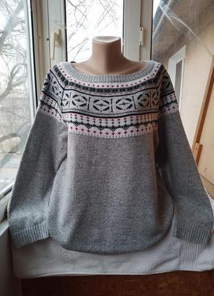 Коттоновый свитер джемпер пуловер большого размера батал