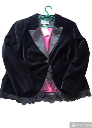 Винтажный велюровый женский пиджак жакет размер 52-54