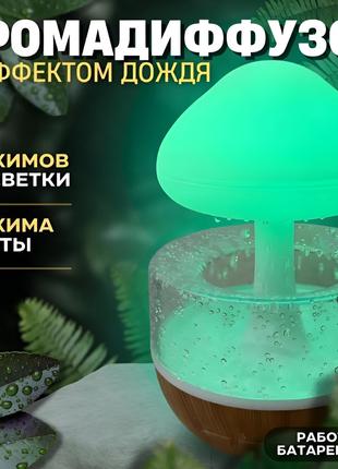 Гриб увлажнитель воздуха с эффектом дождя с подстветкой RGB, Н...