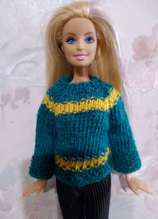 Одяг для Барбі - светр в'язаний зелений.