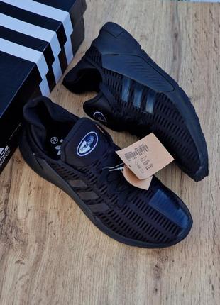 Мужские кроссовки adidas climacool летние стильные сетка черные