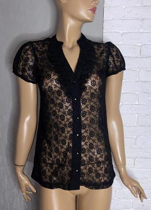 Винтажная кружчатая блузка на короткий рукав винтаж yessica