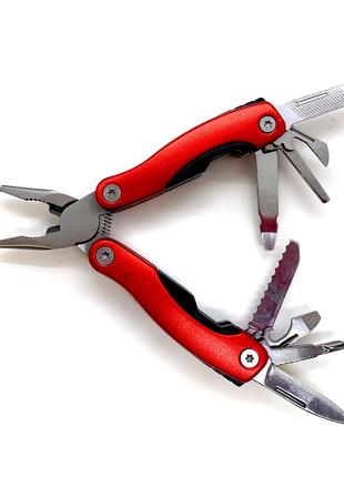 Нож-плоскогубцы с набором инструментов красный (9 в1)(7х3,5х2 см)