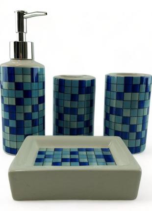 Набор для ванной комнаты «Мозайка» синий