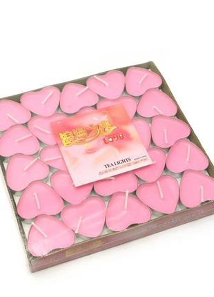 Свечи "Сердечки" розовые (набор 50 штук)(17х16х2 см)