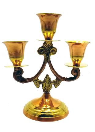 Подсвечник бронзовый на 3 свечи (14х12х7 см)